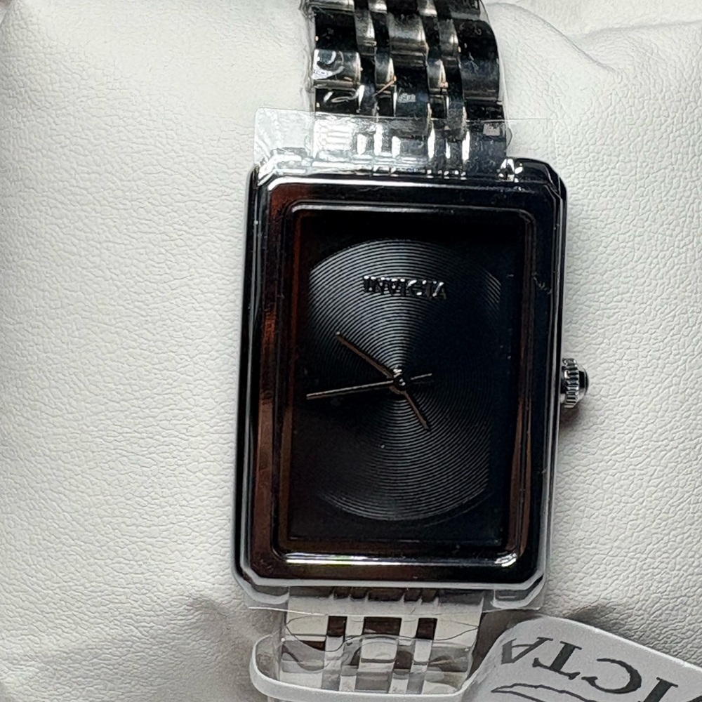 Invicta Women’s Sterling Silver and Black Rectangular Timepiece. Classic ⌚️26mm - Picture 3 of 10